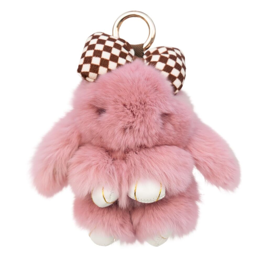 7621 Cute Bunny Keychain : Bunny Keychain Plush Fuffy with Bow Decoration